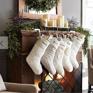 NWT Pottery Barn Honeycomb Faux Fur Stocking Cream Ivory